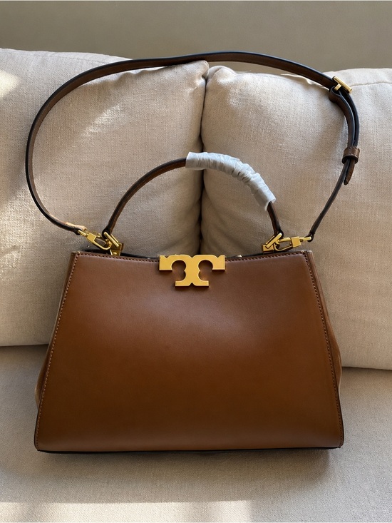 Tory Burch Handbags - Tory Burch Tan Leather Top-Handle Satchel with Gold Logo